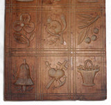 Antique Carved Hardwood Springerle or Cookie Print Mold Twelve-Scene