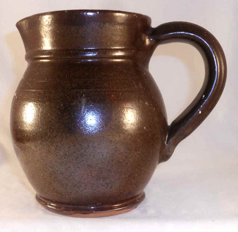 1938 Redware Glazed Bulbous Shaped Pitcher Thomas Stahl Made for Gertrude Souder