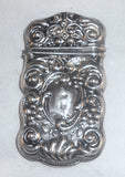 Antique Sterling Silver Match Safe or Vesta Repousse Scroll and Flower Design