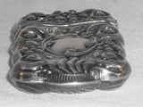 Antique Sterling Silver Match Safe or Vesta Repousse Scroll and Flower Design