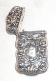 Antique Sterling Silver Match Safe or Vesta Repousse Scroll and Flower Design