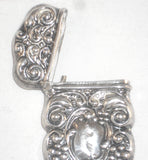 Antique Sterling Silver Match Safe or Vesta Repousse Scroll and Flower Design