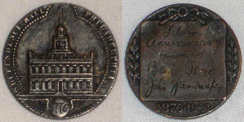 1901 Token 25th Anniversary Founding 13th St. John Wanamaker Store Philadelphia