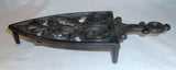 Cast Iron Sad Iron Cathedral Trivet Floral Scrolls Design One-Inch Legs & Handle