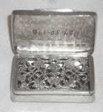 Antique Metal Rectangular Vinaigrette With Unusual Slide Grill Monogrammed GB