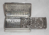 Antique Metal Rectangular Vinaigrette With Unusual Slide Grill Monogrammed GB