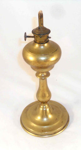 Antique Tall Table Top French Brass Oil Lamp Marked “AP PARIS”