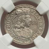 1649 Austria Silver Coin 3 Kreuzer Ferdinand III or Charles Archduke NGC AU 55+