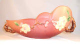 Beautiful Early 1950s Roseville Pottery Pink Apple Blossom Long Bowl 329-10"