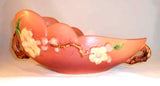 Beautiful Early 1950s Roseville Pottery Pink Apple Blossom Long Bowl 329-10"