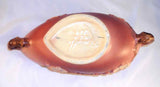 Beautiful Early 1950s Roseville Pottery Pink Apple Blossom Long Bowl 329-10"