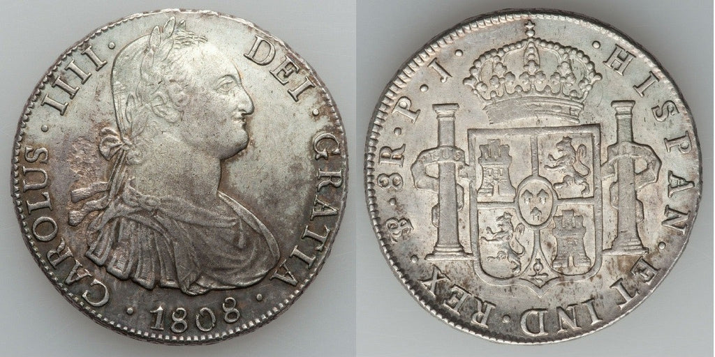 1808 Large Silver Coin Bolivia 8 Reales Mint Mark PTS Charles III