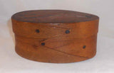 Antique Folk Art Hand Decorated Bentwood Band Box Colonial Man Hat Coat & Stick