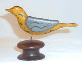20th Century PA Folk Art Carved Polychrome Painted Bird Mounted on Turned Knob