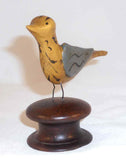 20th Century PA Folk Art Carved Polychrome Painted Bird Mounted on Turned Knob