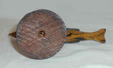 20th Century PA Folk Art Carved Polychrome Painted Bird Mounted on Turned Knob
