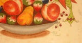 Bill Rank Framed Folk Art Hand Painted Theorem Distelfink Perched on Fruit Bowl