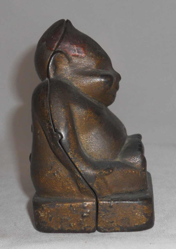 Antique Cast Iron Still Bank Billiken Good Luck Golden Color &amp