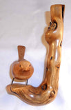 1999 Carved Lacquered Wood Small Bird Perched on Branch Lohnes Leavenworth, WA