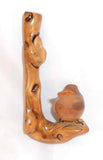 1999 Carved Lacquered Wood Small Bird Perched on Branch Lohnes Leavenworth, WA