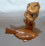 1999 Carved Lacquered Wood Small Bird Perched on Branch Lohnes Leavenworth, WA
