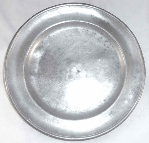 Antique 8" Pewter Single Reed Edge Plate Touch of Blakslee Barns Philadelphia Pennsylvania