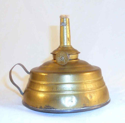 Antique KOMAX Brass Fluid or Oil Lamp Decorated Finger Loop & Wick Made in USA