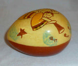Breininger Redware Yellow Egg Sgraffito Flying Angel Play Trumpet Stars and Music