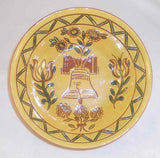 2000 Breininger Redware Sgraffito Decorated Bowl Liberty Bell Tulips Flowers