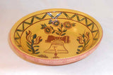 2000 Breininger Redware Sgraffito Decorated Bowl Liberty Bell Tulips Flowers