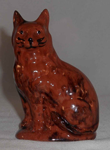 Beautiful 1997 Manganese Glazed Redware Cat Figurine by Lester Breininger