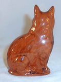 Beautiful 1997 Manganese Glazed Redware Cat Figurine by Lester Breininger