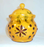 1991 Breininger Rare Glazed Double Wall Lidded Redware Jar Pierced Work Exterior