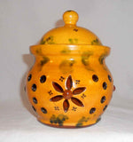 1991 Breininger Rare Glazed Double Wall Lidded Redware Jar Pierced Work Exterior