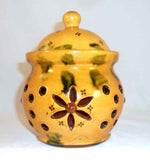 1991 Breininger Rare Glazed Double Wall Lidded Redware Jar Pierced Work Exterior