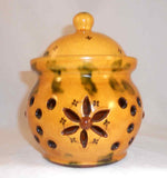 1991 Breininger Rare Glazed Double Wall Lidded Redware Jar Pierced Work Exterior