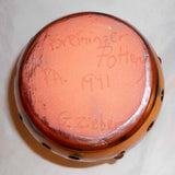 1991 Breininger Rare Glazed Double Wall Lidded Redware Jar Pierced Work Exterior