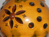 1991 Breininger Rare Glazed Double Wall Lidded Redware Jar Pierced Work Exterior