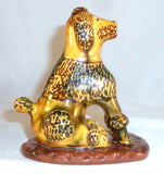 1992 Glazed Redware Figurine Poodle Dog Sitting on Hind Legs Breininger Pottery