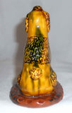 1992 Glazed Redware Figurine Poodle Dog Sitting on Hind Legs Breininger Pottery