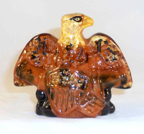 2000 Glazed Redware Patriotic Spread Wing Eagle Canons Shield Lester Breininger