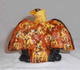 2000 Glazed Lester Breininger Redware Patriotic Figurine Spread Wing Eagle Canons Shield