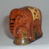 2002 Glazed Redware Figurine Elephant Standing Yellow Blanket Breininger Pottery