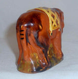 2002 Glazed Redware Figurine Elephant Standing Yellow Blanket Breininger Pottery