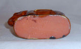 2002 Glazed Redware Figurine Elephant Standing Yellow Blanket Breininger Pottery