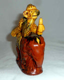 Breininger 1993 Glazed Redware Figurine Monkey With Banana on Elephant Back