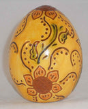 2004 Breininger Redware Large Egg Yellow Green Brown Sgraffito Flowers Leaves