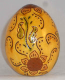 2004 Breininger Redware Large Egg Yellow Green Brown Sgraffito Flowers Leaves