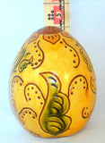 2004 Breininger Redware Large Egg Yellow Green Brown Sgraffito Flowers Leaves