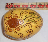 2004 Breininger Redware Large Egg Yellow Green Brown Sgraffito Flowers Leaves
